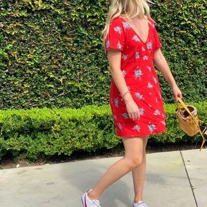 Red floral dress